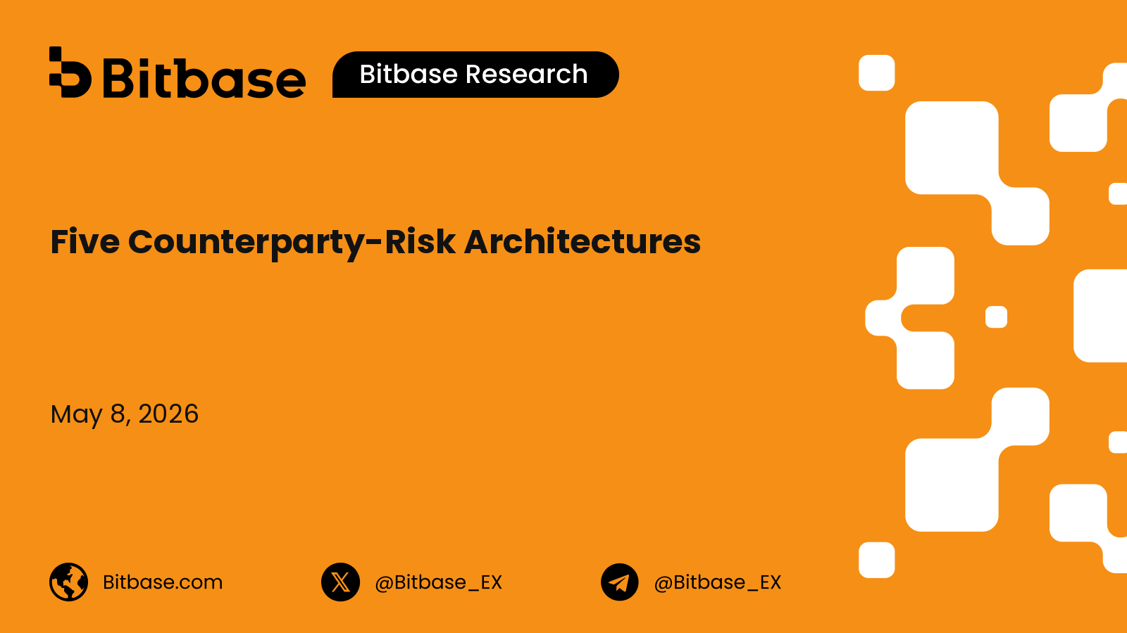 Five Counterparty-Risk Architectures in Crypto Exchanges
